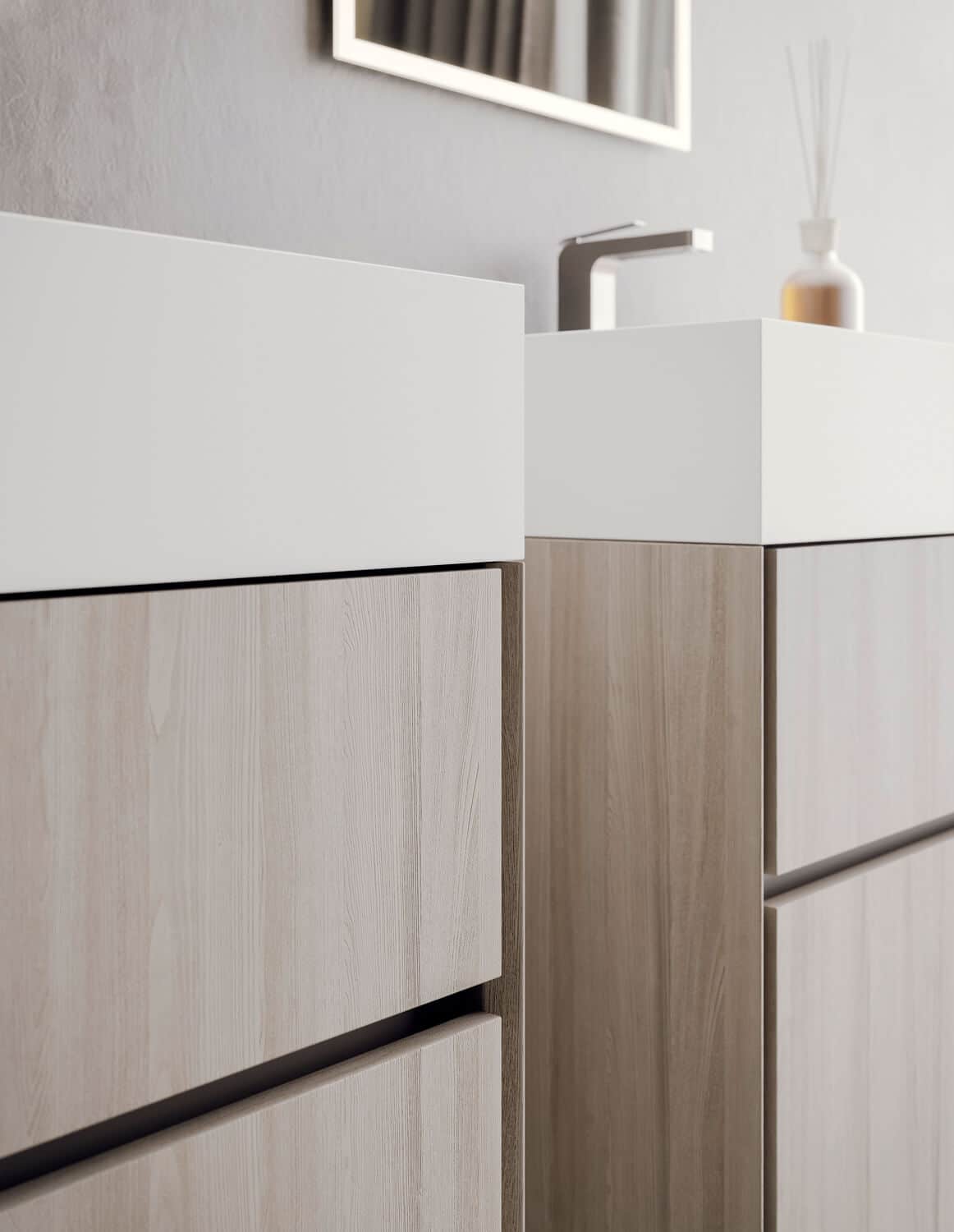 Detail of the cabinets with the Libera+ recessed frame.