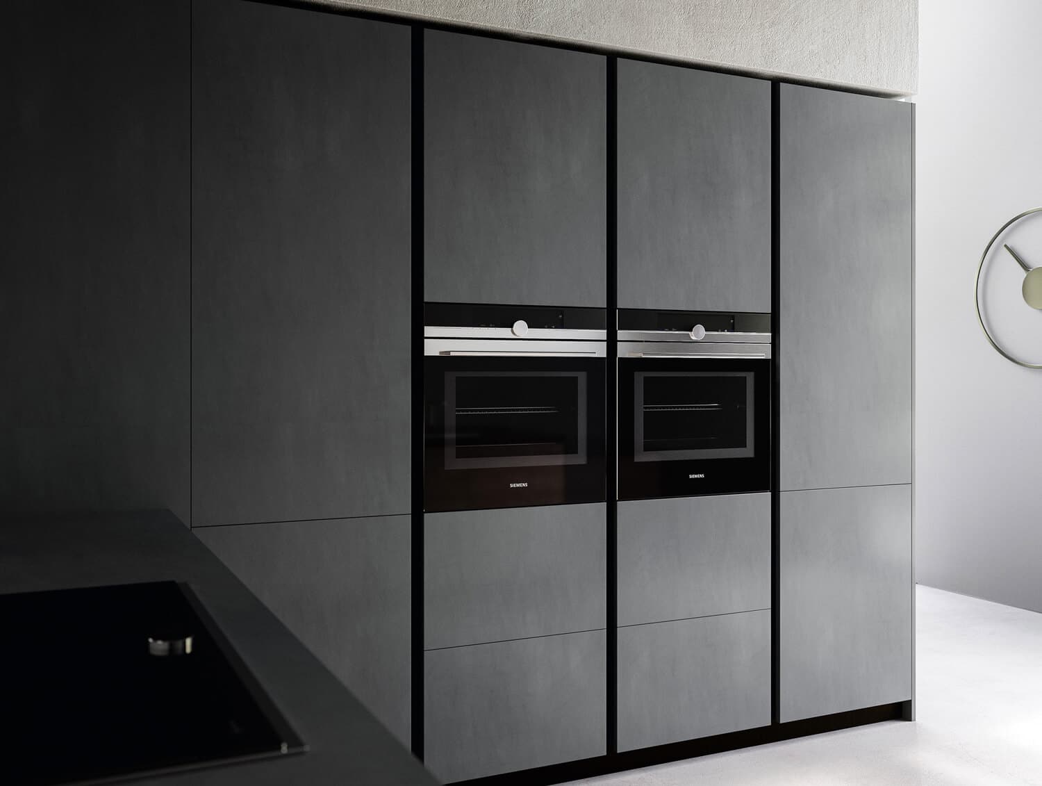 Modern kitchen pantry unit in Ferro metal melamine.