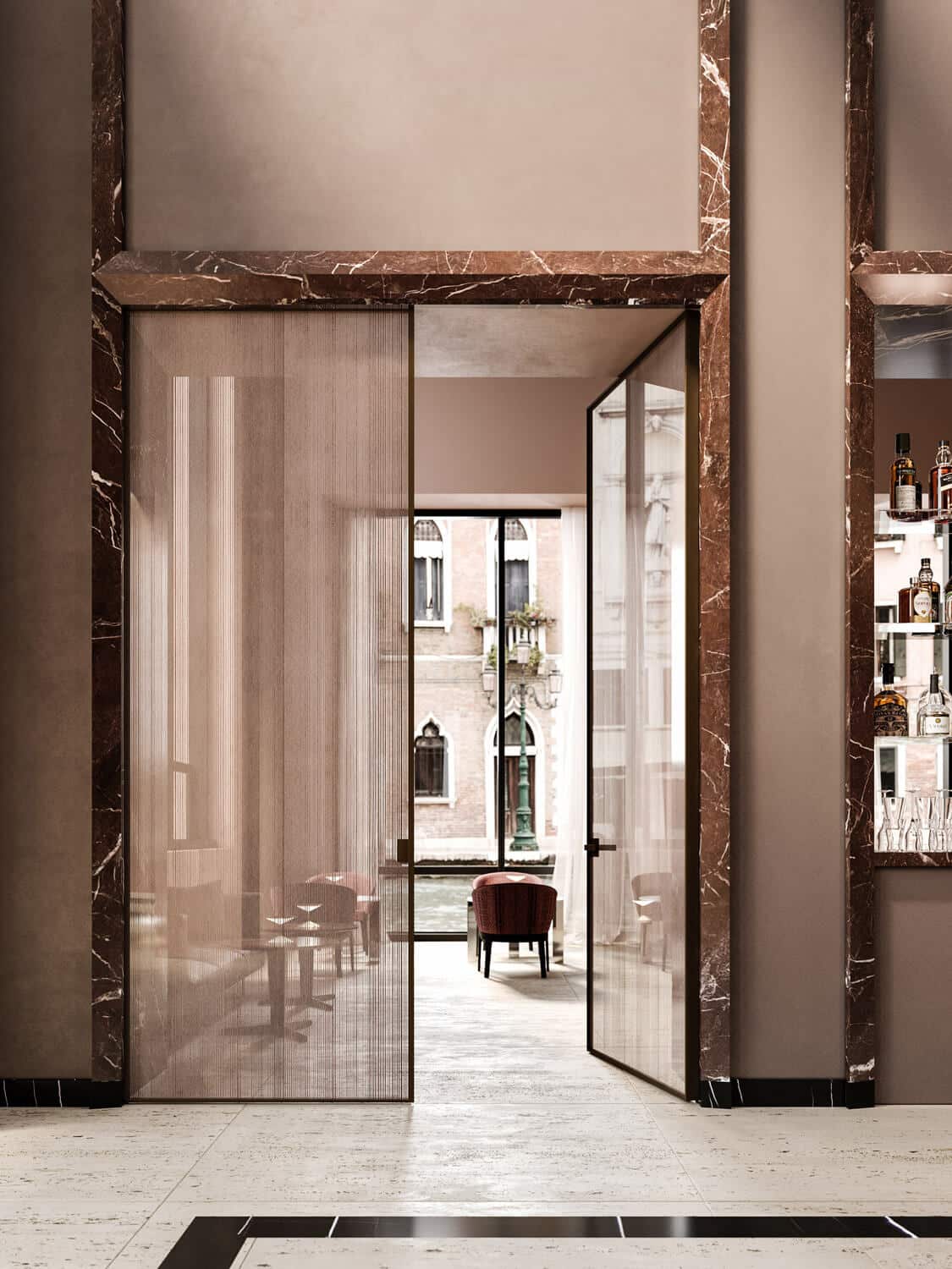 An expression of pure luxury and refined craftsmanship, the Manhattan interior doors integrate easily within the architecture of the home, elevating the quality of the space.