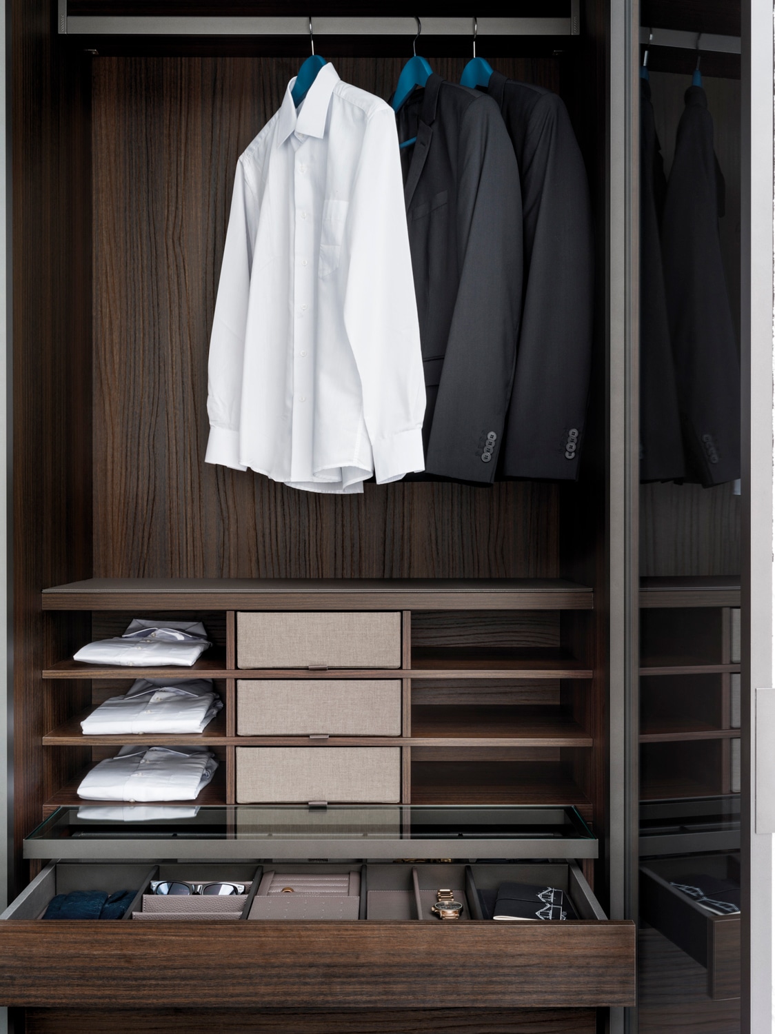 Accessorized, customizable closets and wardrobes