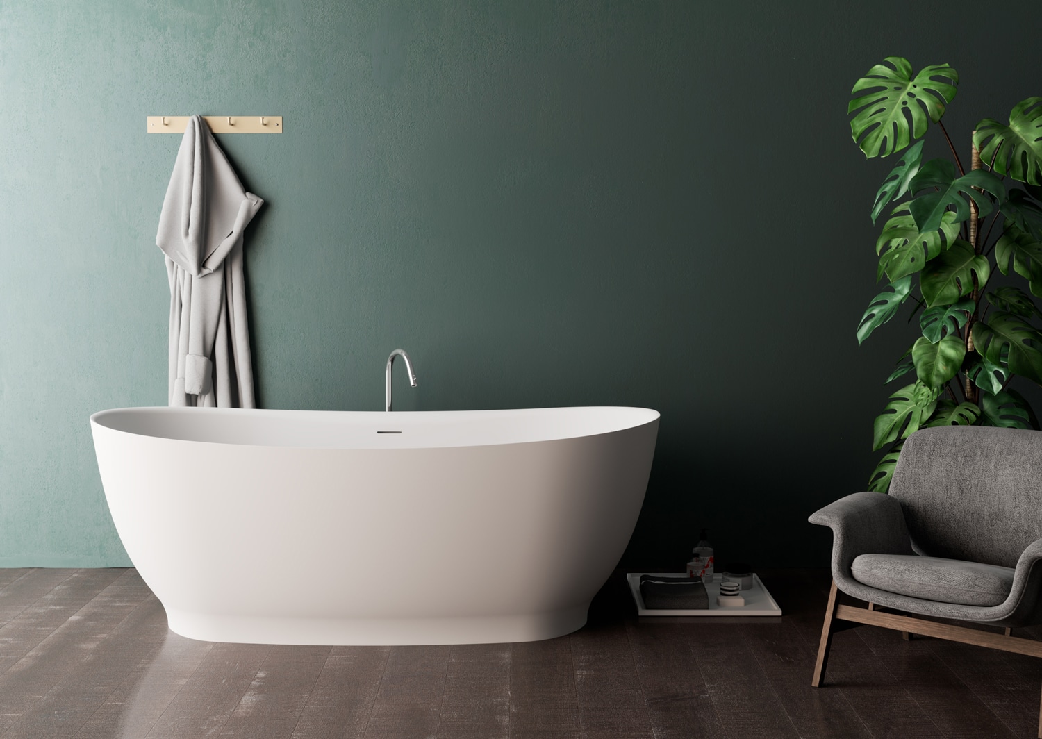 Elegantia, modern bathtub in Solid Surface.