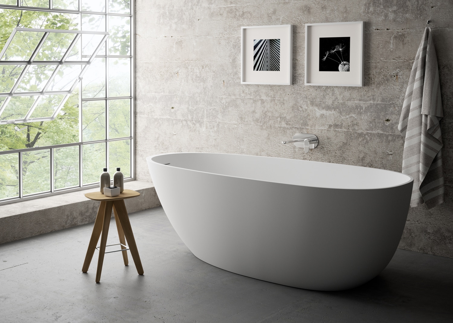 Vanitas, modern bathtub in Solid Surface.