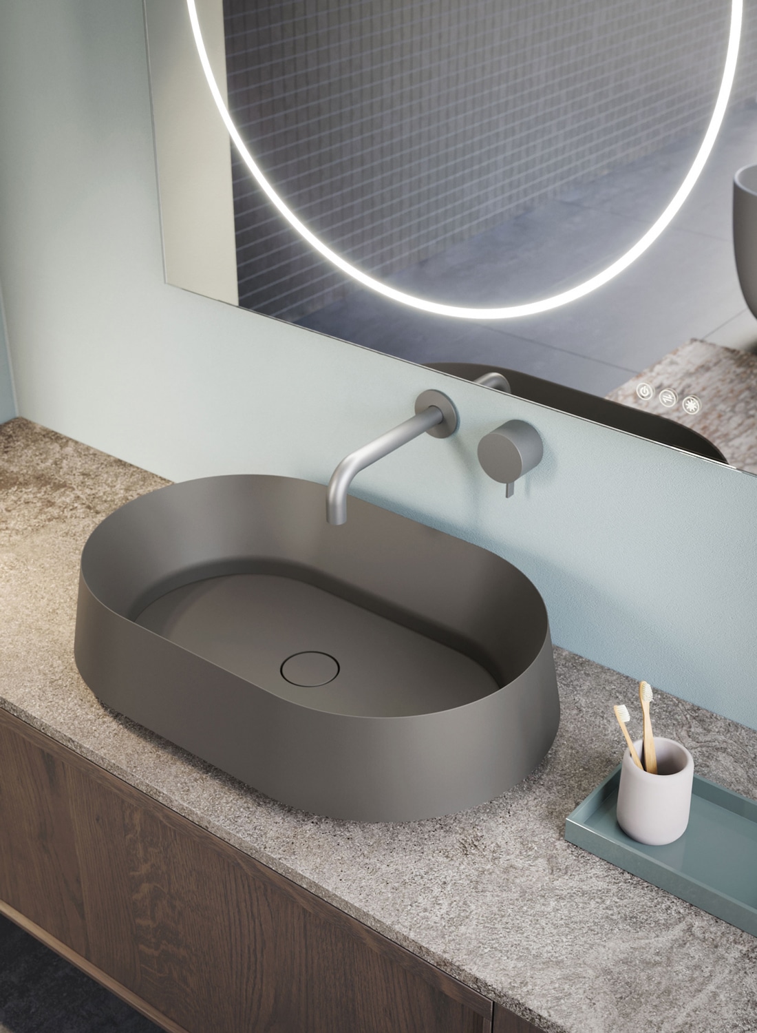 The Vulcan washbasins are available in two sizes.
