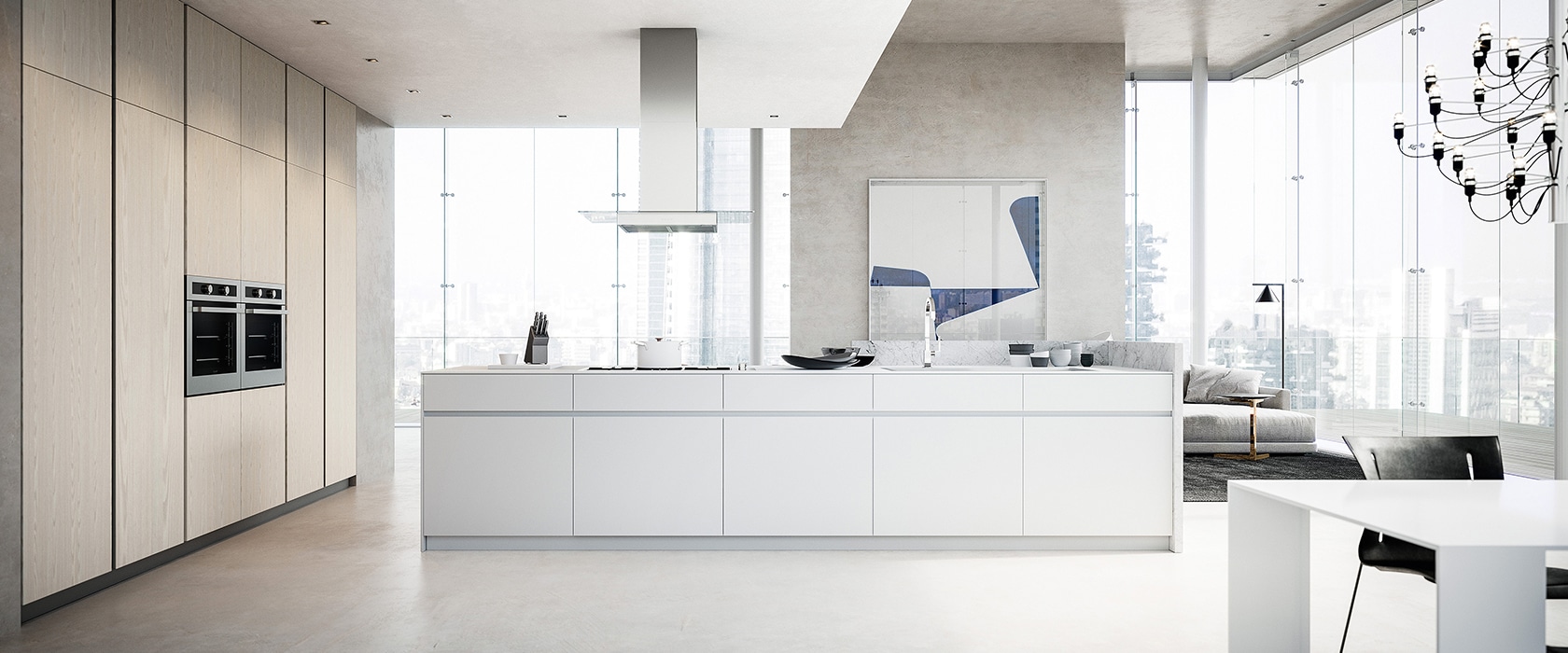 modern kitchen by MandiCasa with all modern whit and off white luxurious finishinig