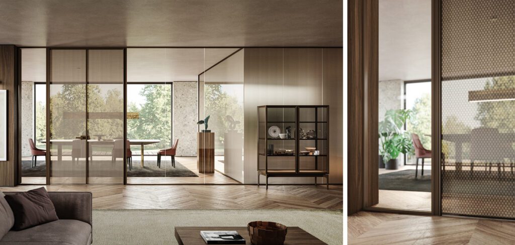 Framed glass wall systems and doors presented at Milan Furniture Fair 2022