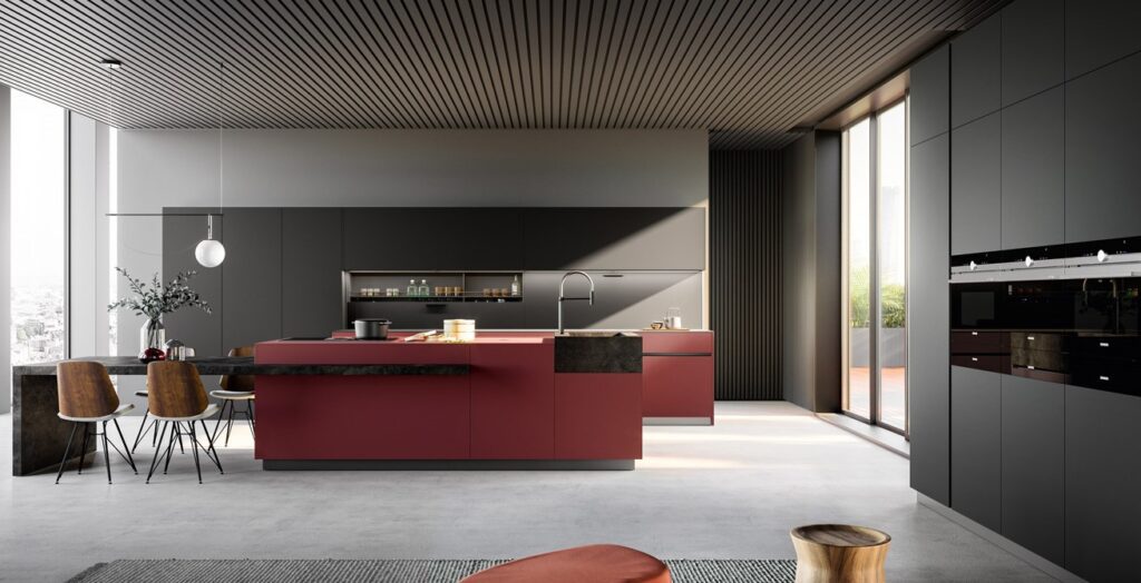 Color therapy: Red and black kitchen