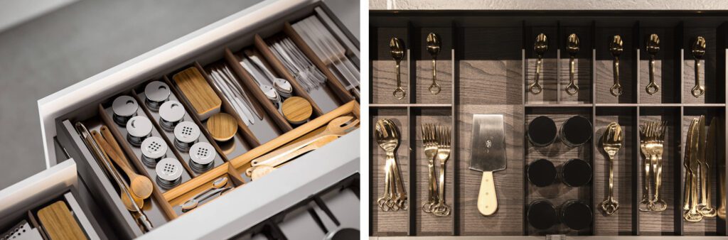 Kitchen drawers with elegant inserts