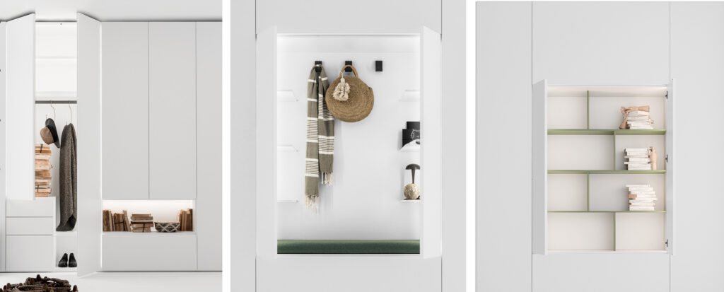 Modules with multi-function open niches to design luxury custom closets