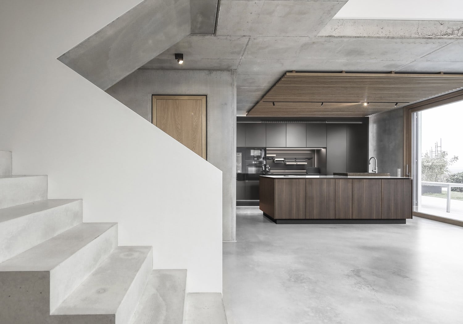 The kitchen was designed to be in harmony with the architecture and exterior of the home. 