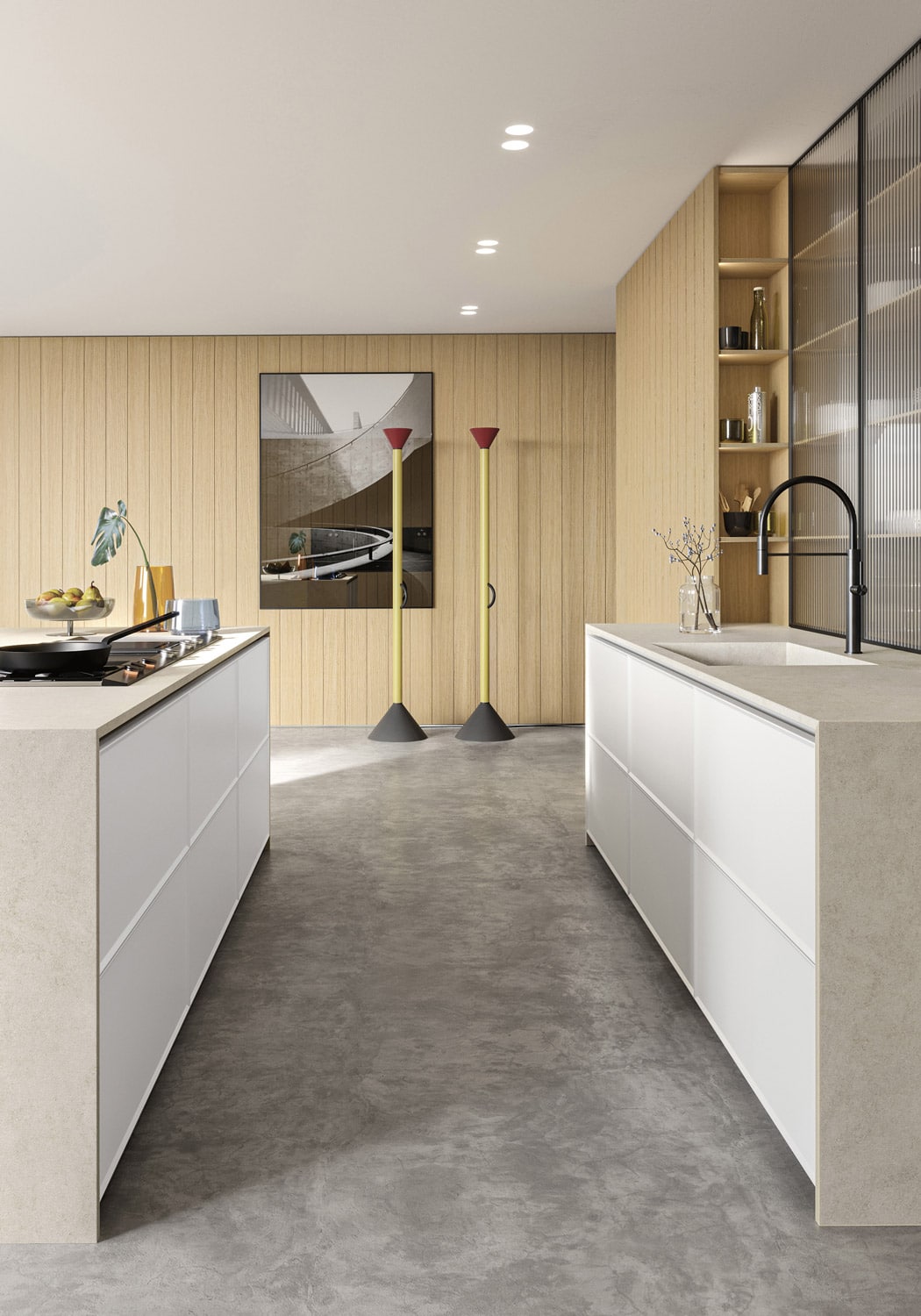 The result is a kitchen design at once minimalistic and rich in custom details. 