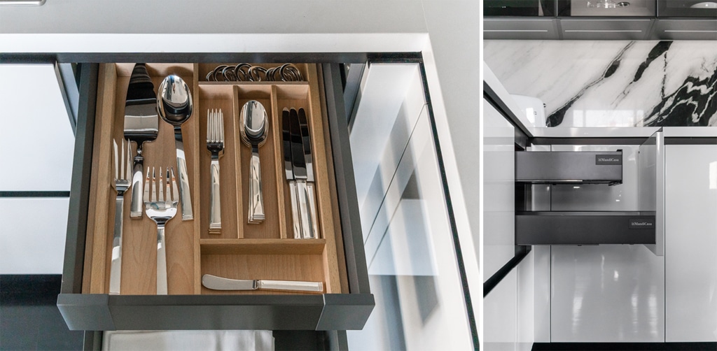 Detail of luxury kitchen drawers