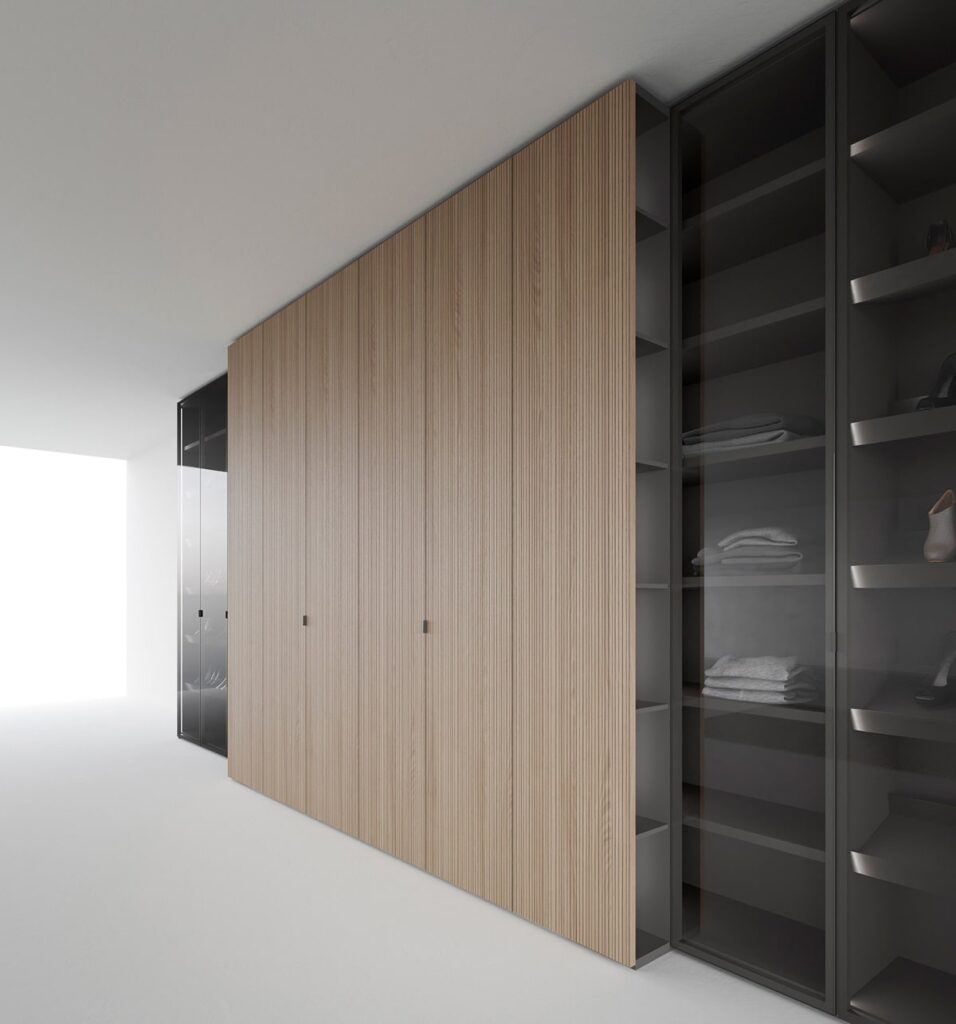 Large luxury closet featuring two depths creating side niches to store small items