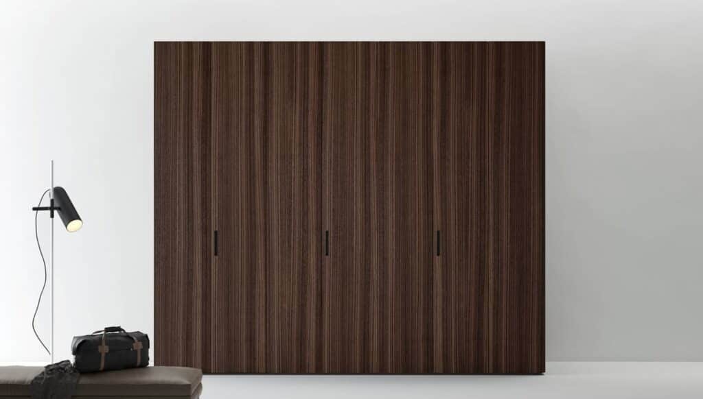 Modern wardrobe in dark eucalyptus wood